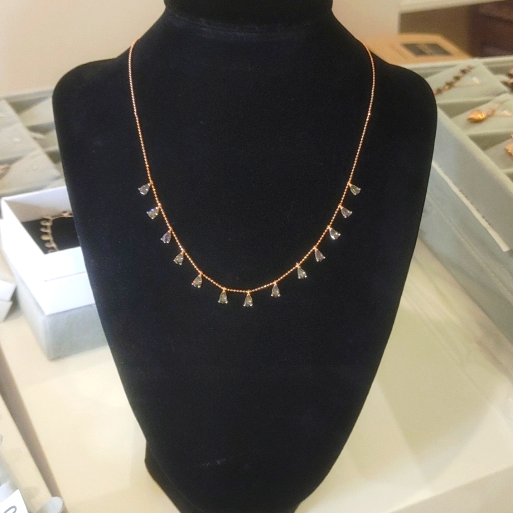 925 Sterling Silver Rose Gold Small Drops Necklace